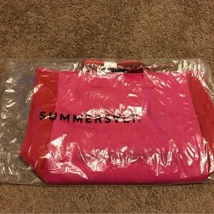 NWT SUMMER SALT Neoprene Beach Tote in Pink/Red